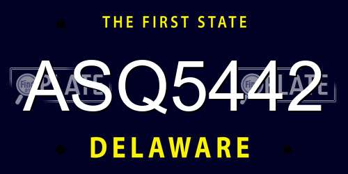 ASQ5442 Delaware License Plate