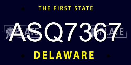 ASQ7367 Delaware License Plate