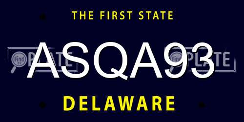 ASQA93 Delaware License Plate