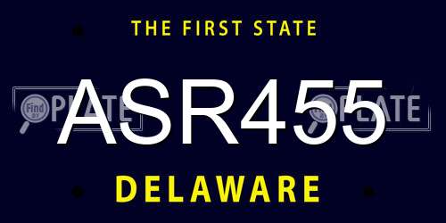 ASR455 Delaware License Plate