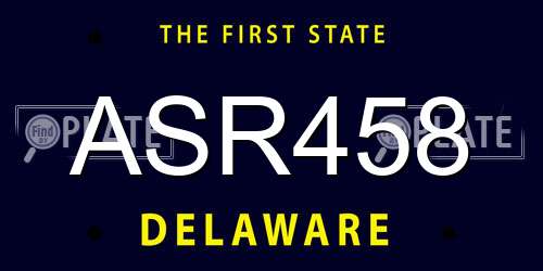 ASR458 Delaware License Plate