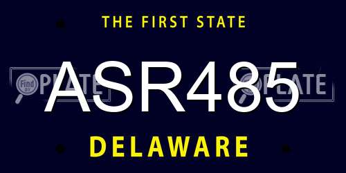 ASR485 Delaware License Plate