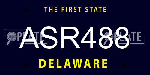 ASR488 Delaware License Plate