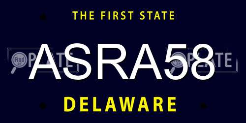 ASRA58 Delaware License Plate