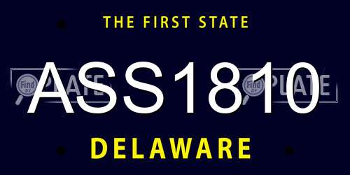 ASS1810 Delaware License Plate