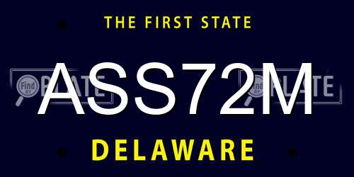 ASS72M Delaware License Plate