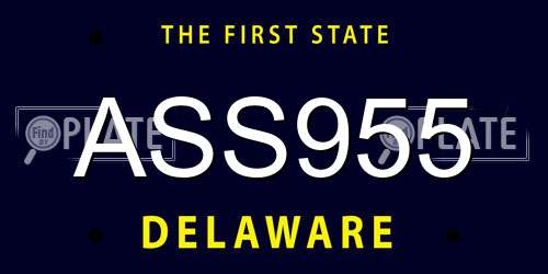 ASS955 Delaware License Plate