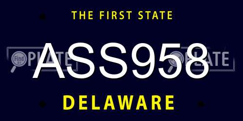 ASS958 Delaware License Plate