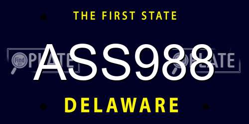 ASS988 Delaware License Plate