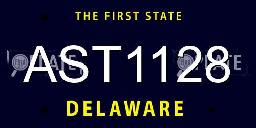AST1128 Delaware License Plate