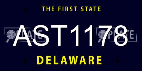 AST1178 Delaware License Plate