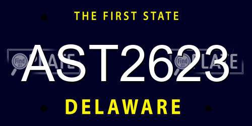 AST2623 Delaware License Plate