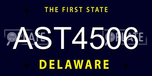 AST4506 Delaware License Plate