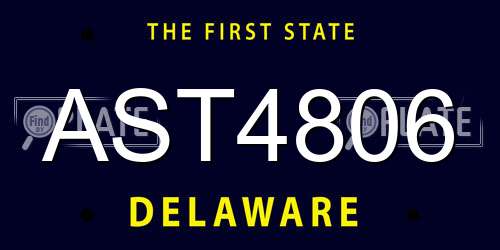 AST4806 Delaware License Plate