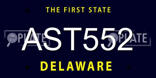 AST552 Delaware License Plate