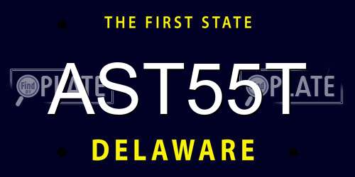 AST55T Delaware License Plate