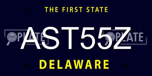 AST55Z Delaware License Plate