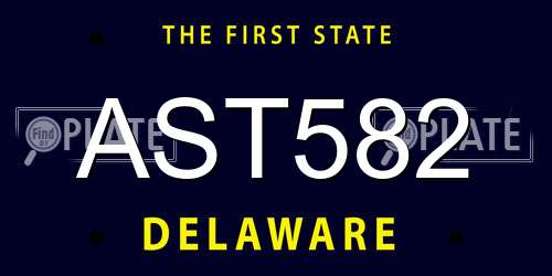 AST582 Delaware License Plate