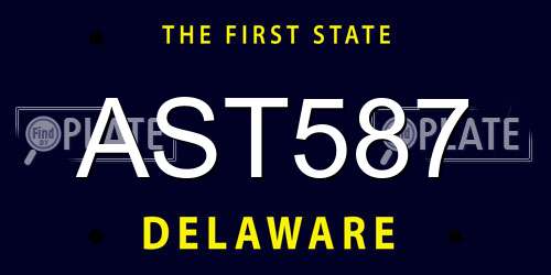AST587 Delaware License Plate