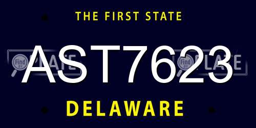 AST7623 Delaware License Plate