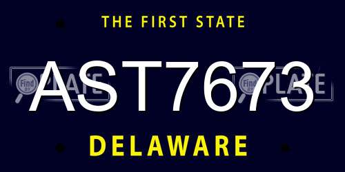 AST7673 Delaware License Plate