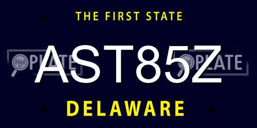 AST85Z Delaware License Plate