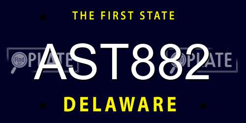 AST882 Delaware License Plate