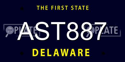 AST887 Delaware License Plate