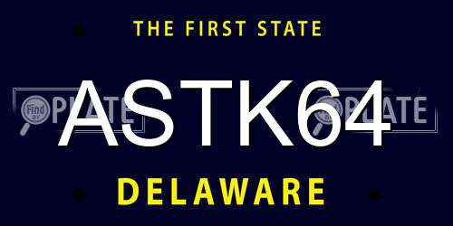 ASTK64 Delaware License Plate