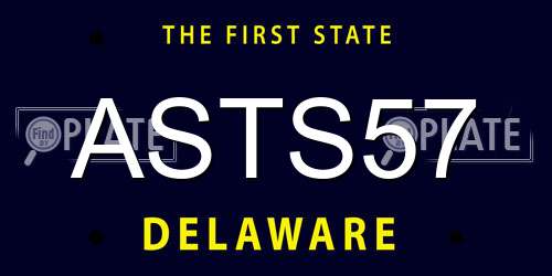 ASTS57 Delaware License Plate