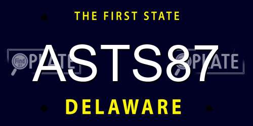 ASTS87 Delaware License Plate