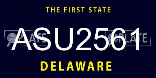 ASU2561 Delaware License Plate