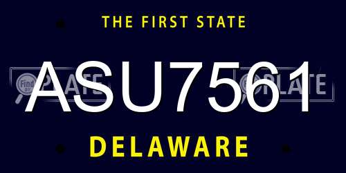 ASU7561 Delaware License Plate