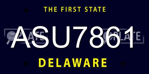 ASU7861 Delaware License Plate