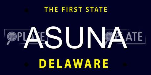 ASUNA Delaware License Plate