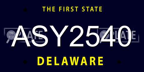 ASY2540 Delaware License Plate