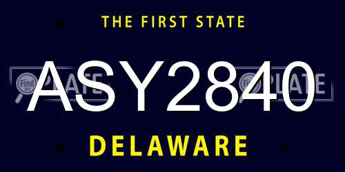 ASY2840 Delaware License Plate