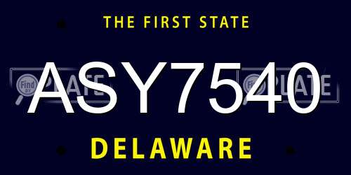 ASY7540 Delaware License Plate