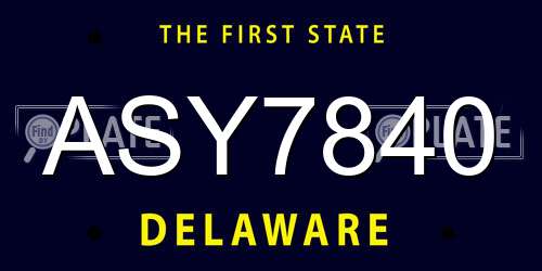 ASY7840 Delaware License Plate