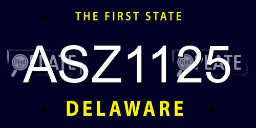ASZ1125 Delaware License Plate