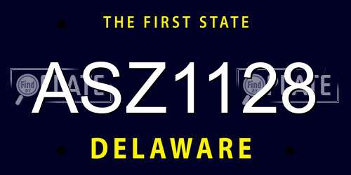 ASZ1128 Delaware License Plate