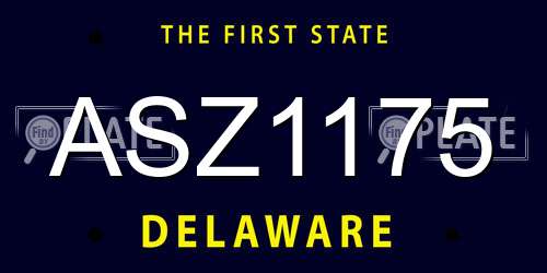 ASZ1175 Delaware License Plate