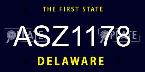 ASZ1178 Delaware License Plate