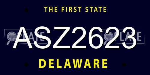 ASZ2623 Delaware License Plate