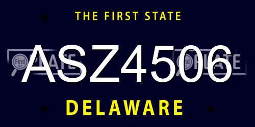 ASZ4506 Delaware License Plate