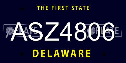 ASZ4806 Delaware License Plate