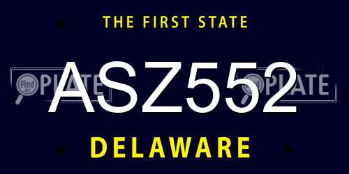 ASZ552 Delaware License Plate