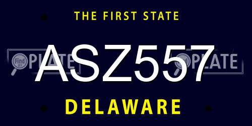 ASZ557 Delaware License Plate
