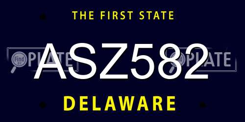 ASZ582 Delaware License Plate