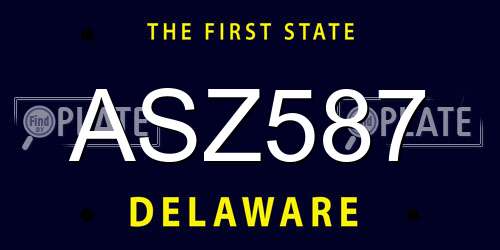 ASZ587 Delaware License Plate